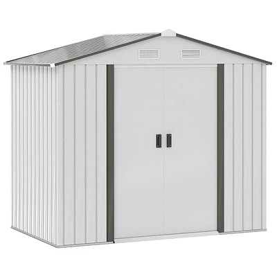 Outsunny 7' x 4' Outdoor Storage Shed, Garden Tool House with Foundation, 4 Vents and 2 Easy Sliding Doors for Backyard, Patio, Garage, Lawn
