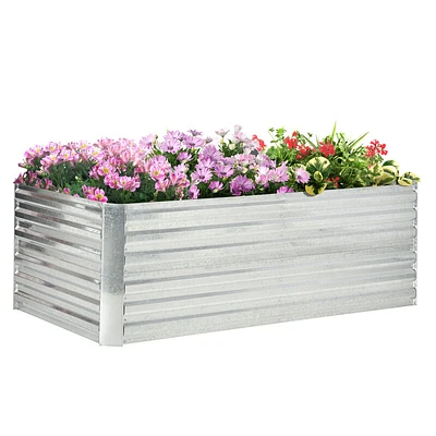 Outsunny Galvanized Raised Garden Bed Kit, Large and Tall Metal Planter Box for Vegetables, Flowers Herbs, Reinforced, 6' x 3' 2