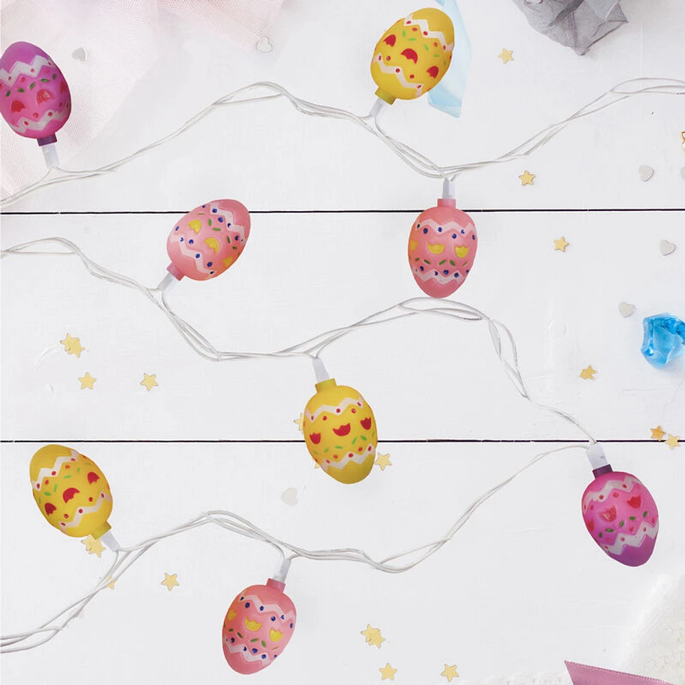 10-Count Pastel Multi-Color Easter Egg String Light Set 7.25ft White Wire