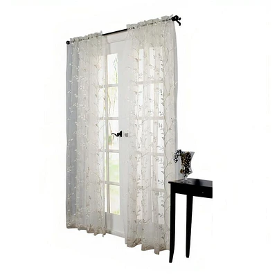 Commonwealth Habitat Venice An Embroidered Sheer Tailored Window Panel - 54x95" White