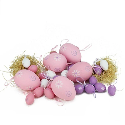 29ct Pastel Pink and White Spring Easter Egg Ornaments 3.25