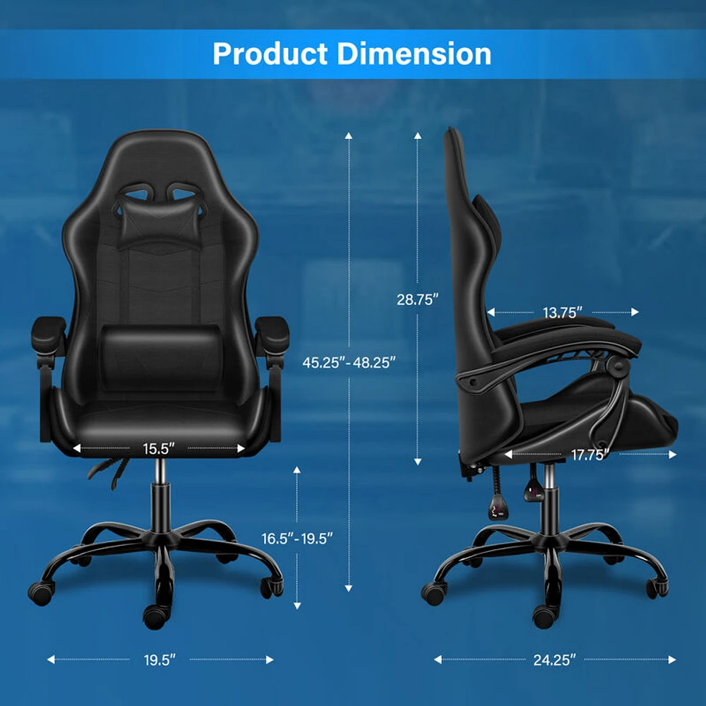 Simplie Fun Racing Video Backrest and Seat Height Recliner Gaming Office  High Back Computer Ergonomic Adjustable Swivel Chair, Without footrest,  Black | The Market Place