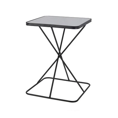 Accent Table with Intersected Metal Legs, Black-Benzara