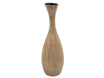 20'' Pot Bellied Shape Ceramic Vase with Sleek Flared Neck, Beige-Benzara