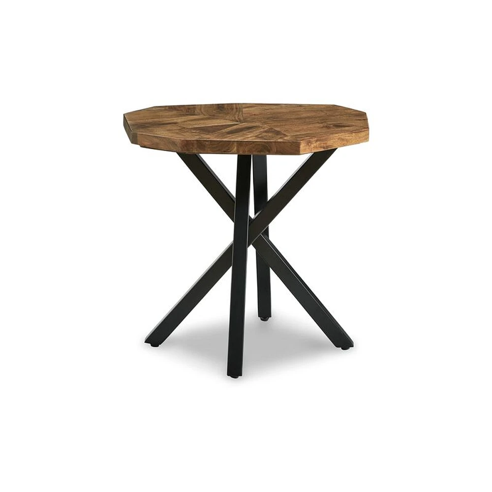 Benzara 28 Inch End Table, Starburst Top, Black Metal, Live Edge Brown  Acacia Wood - Benzara | The Market Place