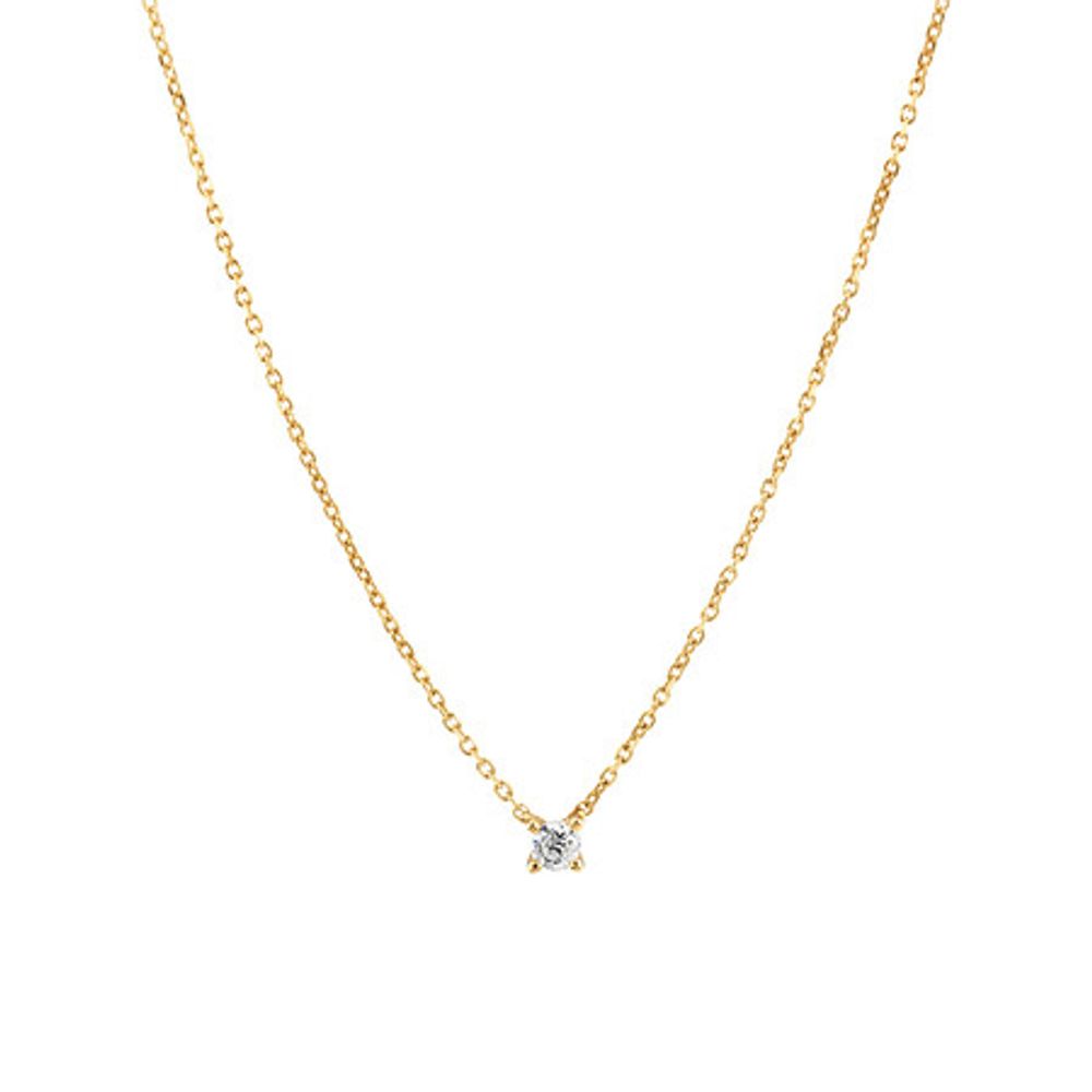 Mini Solitaire Necklace with Diamonds 10kt Gold