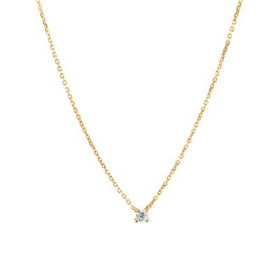 Mini Solitaire Necklace with Diamonds 10kt Gold