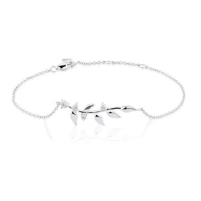 Leaf Bracelet with Cubic Zirconia in Sterling Silver