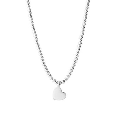 45cm (18") Engravable Heart Bead Pendant in Sterling Silver