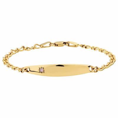 14cm (6") Baby Identity Bracelet with a Pink Cubic Zirconia 10kt Yellow Gold