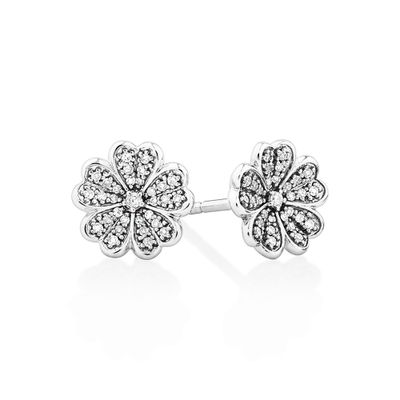 Flower Stud Earrings with 0.12 Carat TW of Diamonds in Sterling Silver