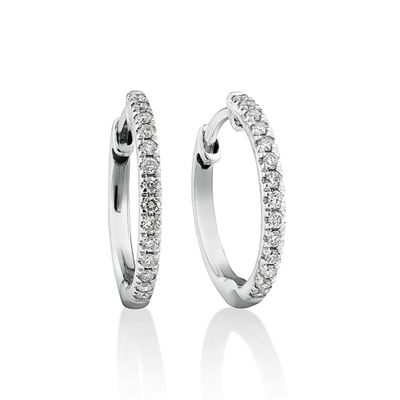 Pave Hoop Earrings with Carat TW Diamonds in 10kt White Gold