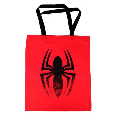 Tote Bag - Spider-Man - Logo Noir sur Fond Rouge