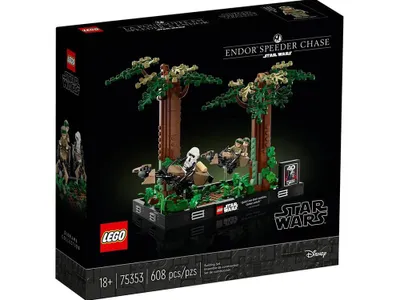 Lego - Star Wars - Diorama De La Course-poursuite En Speeder Sur Endor