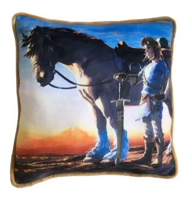 Coussin Premium Broderie - Nintendo - Link Et Epona - 40cm