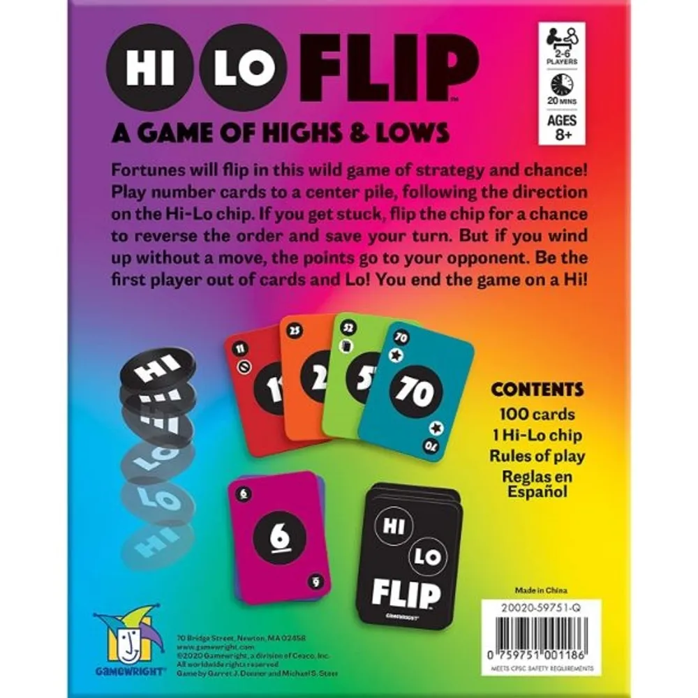 Mind Games Hi Lo Flip A Card Game of Highs & Lows | Southcentre Mall