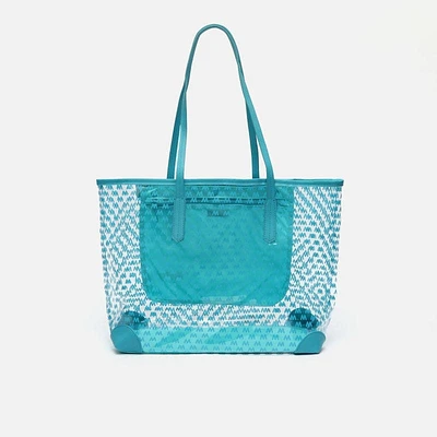 Mala shopper grande transparente com estampado monograma