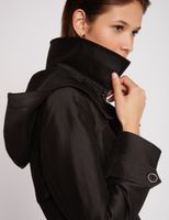 Trench droit ceinturé et boutonné noir femme | Morgan
