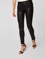 Pantalon skinny texturé effet python noir femme | Morgan