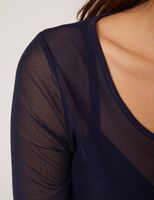T-shirt manches longues semi-transparent marine femme | Morgan