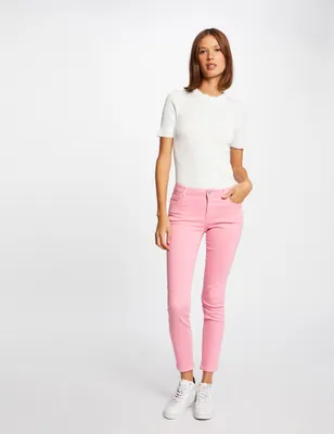 Jeans skinny taille basse rose moyen femme