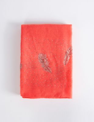 Foulard à détails strass corail femme | Morgan