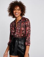Chemise manches 3/4 imprimé floral rouge femme | Morgan