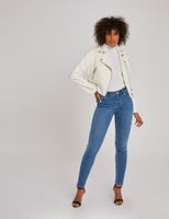 Blouson droit court col cranté ecru femme | Morgan