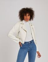 Blouson droit court col cranté ecru femme | Morgan
