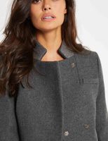 Manteau droit avec détails strass gris anthracite femme | Morgan