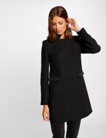 Manteau droit avec détails strass noir femme | Morgan