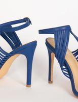 Sandales à talons imprimé python bleu femme | Morgan