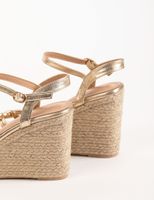 Sandales compensées dore femme | Morgan
