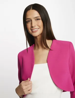 Veste droite manches 3/4 rose fonce femme