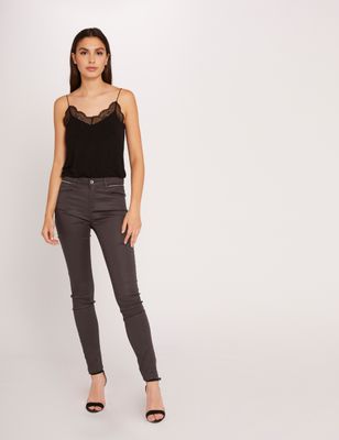 Pantalon skinny taille standard gris anthracite femme | Morgan