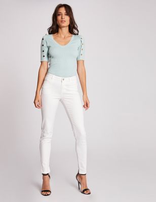 Pantalon skinny taille standard ecru femme | Morgan