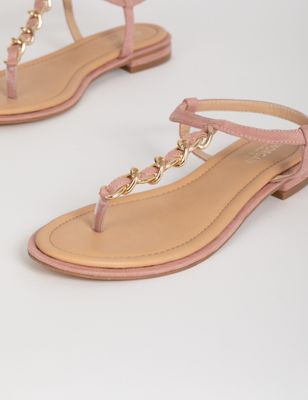 Sandales plates à détail chaîne beige femme | Morgan