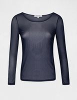 T-shirt manches longues semi-transparent marine femme | Morgan