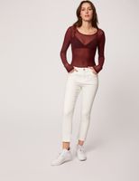 T-shirt manches longues semi-transparent bordeaux femme | Morgan