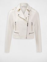 Blouson droit court col cranté ecru femme | Morgan