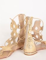 Sandales spartiates aspect python dore femme | Morgan