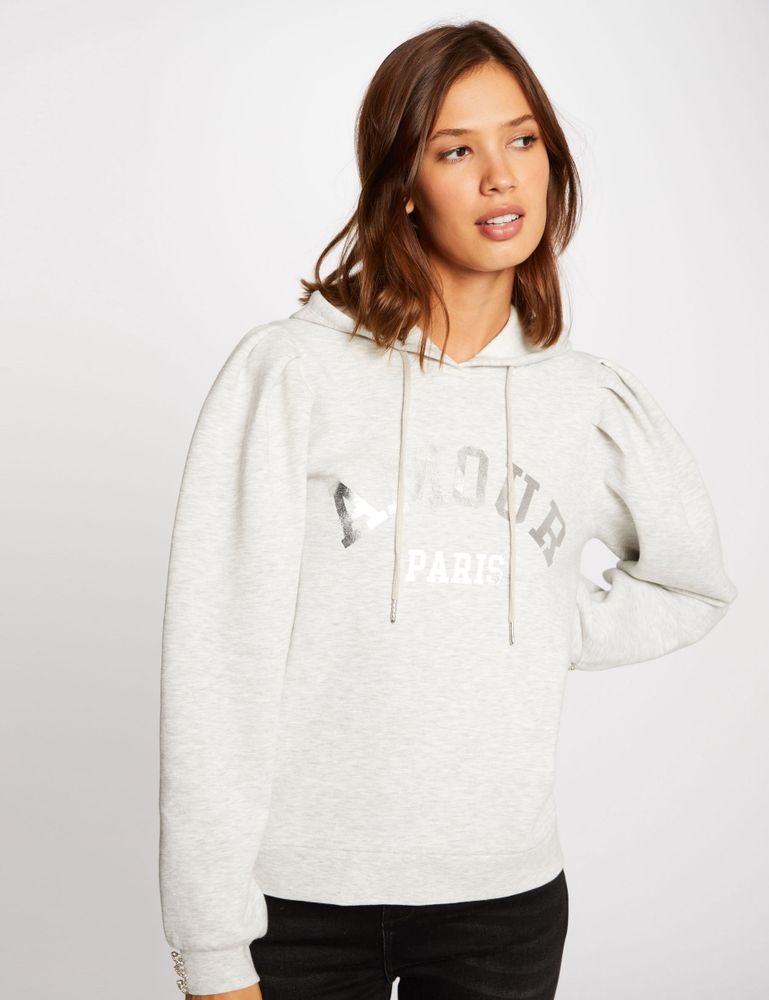 Sweat manches longues à capuche gris anthracite femme | Morgan
