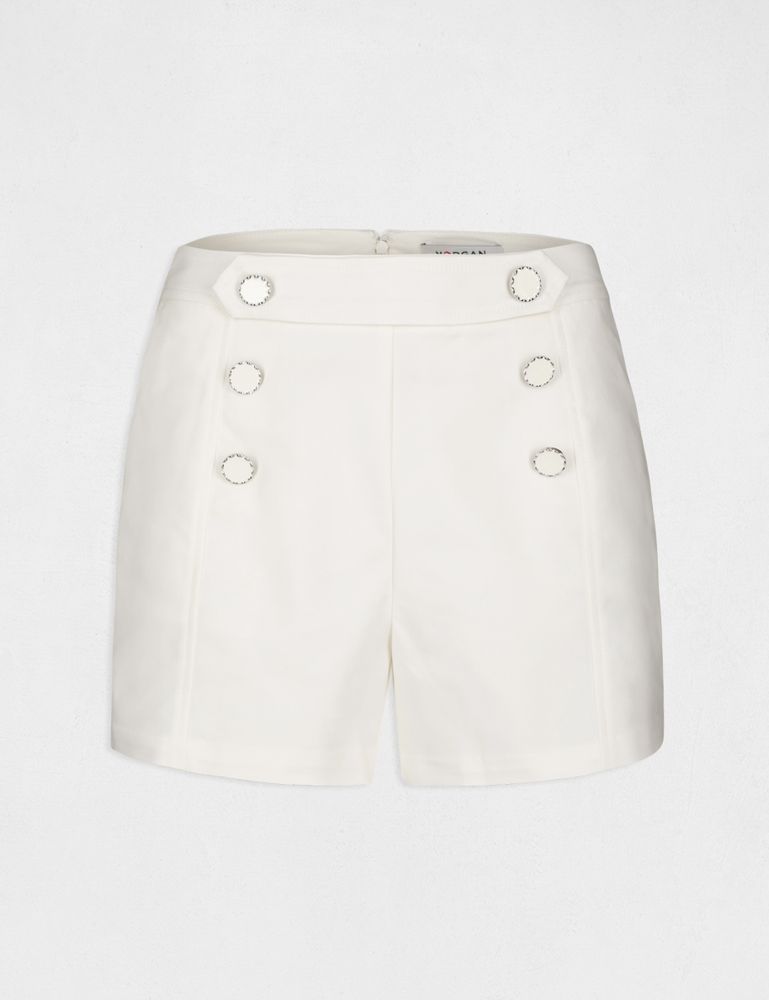 Short droit taille haute à pont ecru femme | Morgan