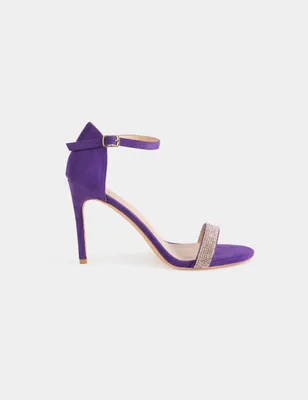 Sandales à talons avec détails bijoux violet fonce femme