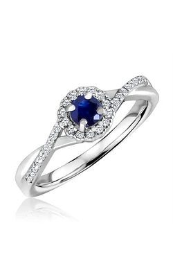 Women's Diamond Round Sapphire Ring 1/10 CTW Sterling Silver