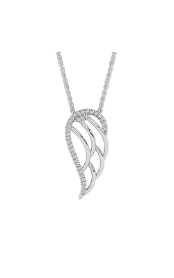 Women's Diamond Angel Wing Pendant Necklace in Sterling Silver