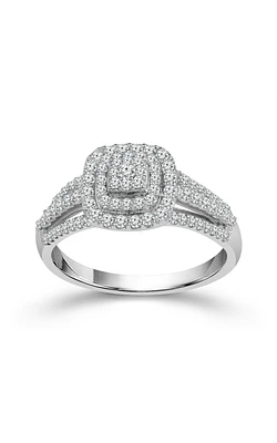 Women's Diamond Engagement Ring Set 1/2 CTW Clusters 10K White Gold