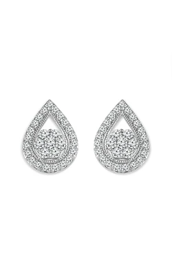 Diamond Teardrop Cluster Stud Earrings in Sterling Silver, 1/4ctw