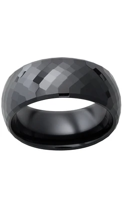 Men's 8 MM Black Ceramic Faceted Dome Band