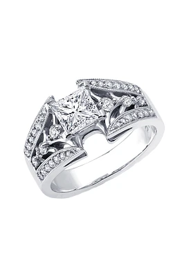 Love Story Princess-Cut Diamond Semi-Mount Engagement Ring 14k White Gold, 3/8ctw